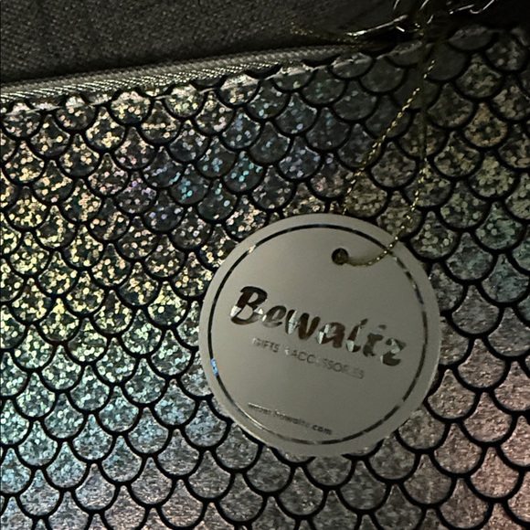 Silver Glitter Clutch with Tassel - Picture 2 of 3